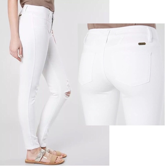 NEW KanCan Destroyed White Stretch Skinny Jeans 24 / 0 - Picture 9 of 12
